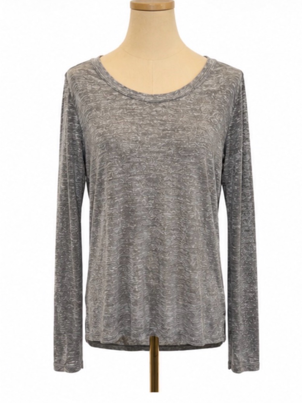 Vince Metallic Burnout Long-Sleeve Tee – Size Medium